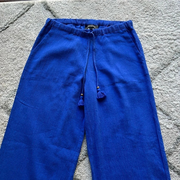 Talbots blue pull on casual beach pants cotton high rise wide leg XS - Picture 3 of 7